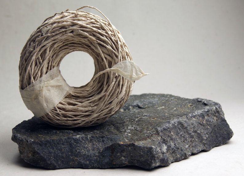 Earth Friendly Paper Twine from Handmade Invitation Paper Tie - Narrow Eco-Twist - White, Brown, Green, or Blue- Vegetable Dyed image 2