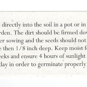 Planting guide for seed paper  - set of 10