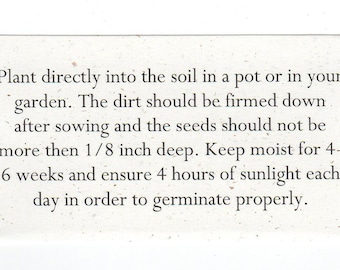 Planting guide for seed paper  - set of 10