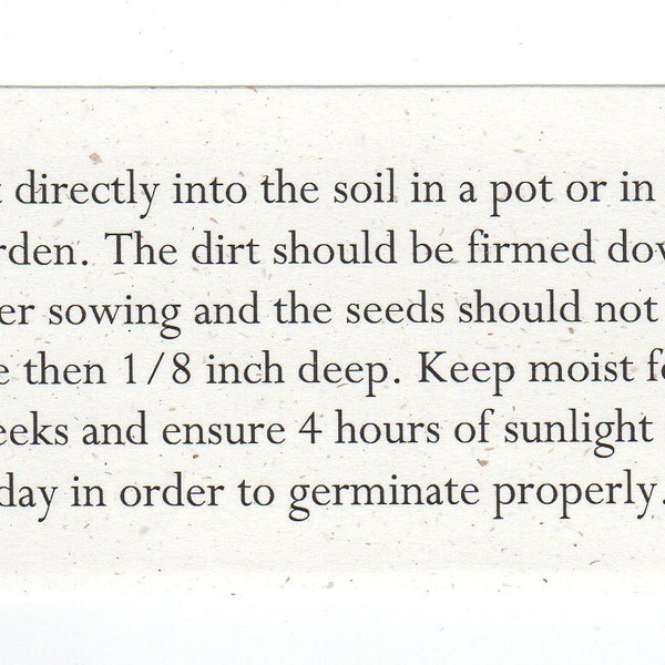 Planting guide for seed paper  - set of 10