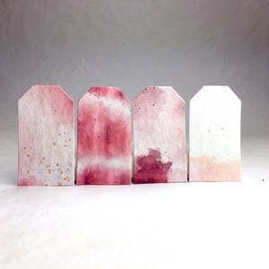 Seed Paper Gift Tag Pink and Purple Print - Set of Twelve Tiny Tags