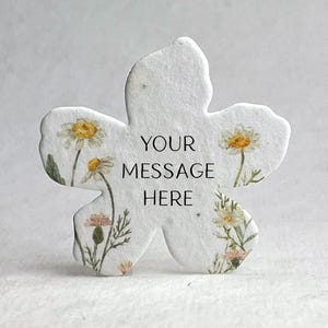 Personalized Handmade Wildflower Seed Paper - Flower Shape - 2.5" x 2.4" - Wedding or Event Favors - Set of 24