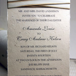 Seed Paper Invitation custom printed in black ink with hand dyed silk wrap image 3