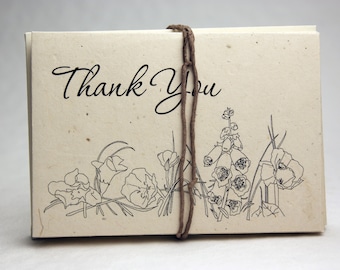 Seed Paper Thank You Cards Blank Inside Recycled Lotka Paper Cut Edge Set of 15