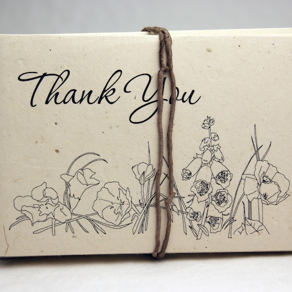 Seed Paper Thank You Cards Blank Inside Recycled Lotka Paper Cut Edge Set of 15