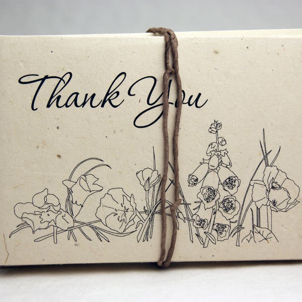 Seed Paper Thank You Cards Blank Inside Recycled Lotka Paper Cut Edge Set of 12
