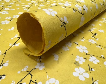 Yellow Flower Pattern Lotka Wrapping Paper Holiday Gift Wrap 3 sheets Floral Print paper