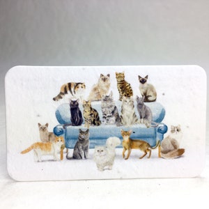 Cats on the Couch Print | Watercolor Seed Paper Card with Planting Instructions | 8, 24, or 96 cards 3.5 x 2 inch
