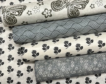 Mixed Set Greys and Blacks Pattern 2- Handmade Wrapping Paper from Nepal