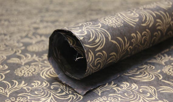 Black and Gold Handmade Holiday Wrapping Paper Gift Wrap 3 or 10