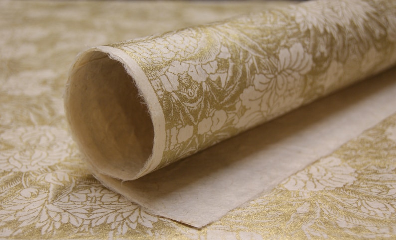 Golden Mum Floral Pattern Lotka Wrapping Paper Holiday Gift Wrap 3 sheets invitation paper