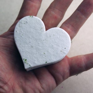 Large Green Seed Paper Hearts 2.85w x 2.5h Wildflower Green Chard Shapes for Weddings or Events set of 24 03s image 1