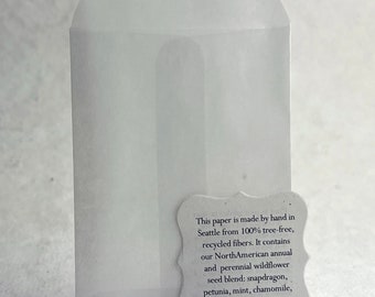 Glassine envelope rectangle (3.75 inch x 2.75 inch) and planting guide set of 12