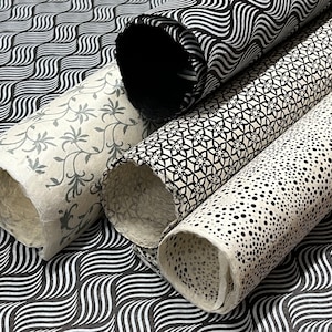 Mixed Set Greys and Blacks Pattern - Handmade Wrapping Paper from Nepal