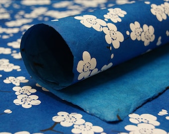Blue Flower Pattern Lotka Wrapping Paper Holiday Gift Wrap 3 sheets Floral Print paper
