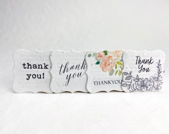 Thank You | Wildflower Seed Paper Tags | 1.75" x 1.75" | Planting Directions on Reverse | Set of 20