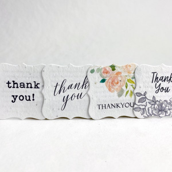 Thank You | Wildflower Seed Paper Tags | 1.75" x 1.75" | Planting Directions on Reverse | Bulk Set of 100