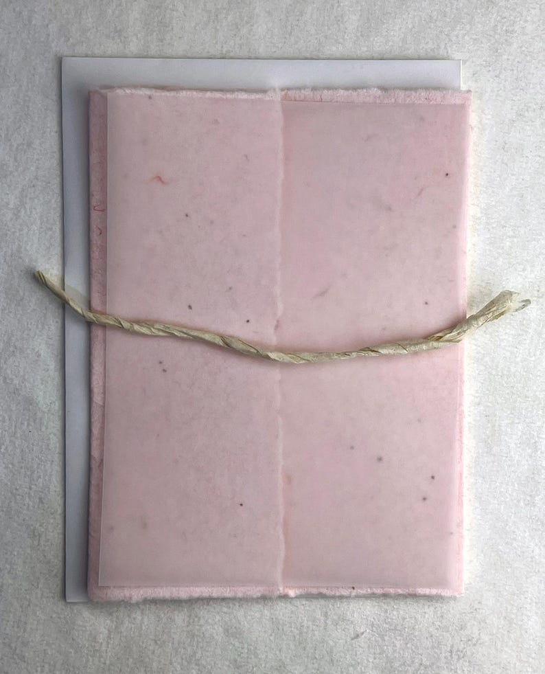 DIY Invitation Kit - Cotton Fiber Earth Friendly Petal embedded Handmade Seed Paper set of 25 6" x 9" Folding 35s Pink