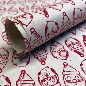 Of The Earth Seed Paper | 20x30 Handmade Sheet | Gift Wrapping Paper | Red Santa | Set of 3, 10 or 20