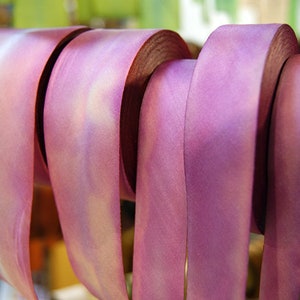 Hand Dyed Silk Ribbon - Purple Lavender Pink Blend 037 - 3 yards Bias Cut Length - Five Widths - 1/2&quot;, 5/8&quot;, 1&quot;, 1.5&quot;, 2.5&quot;