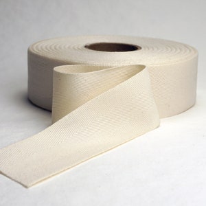 Natural Cotton Twill Tape Ribbon 36mm 1.5" cream three yard cutting Made in the USA Ready to Dye