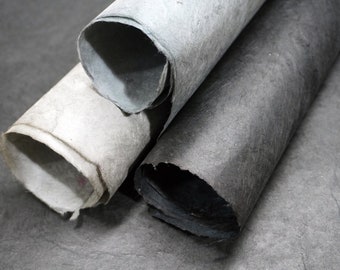note paper 100 sheets Seattle Winter set of three handmade Wrapping Paper gift wrap Black/Grey/Slate Lotka fiber