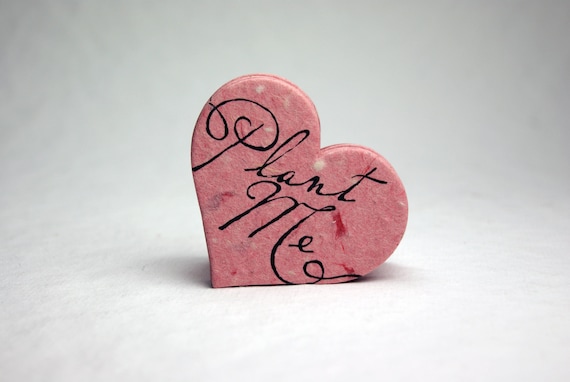 Seed Paper Hearts 1.75 x 1.5 Wildflower set of 50 Pink Lotka Recycled Fibers