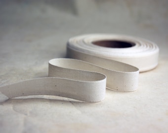 Natural Cotton Ribbon 15mm 5/8&quot; cream three yard cutting Made in the USA