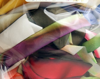 Grab Bag Hand Dyed Silk Ribbon Sample Remnant one ounce pack