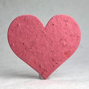 Large Seed Paper Hearts 2.85"w x 2.5"h Wildflower Natural Lotka Recycled Fibers Pink 68s for Weddings or Events set of 24