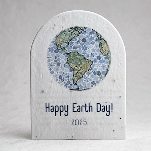 Earth Day 2025 - Arch Shape Card - Floral Art - 2.4" x 3.25" - Handmade Wildflower Seed Paper - Set of 18