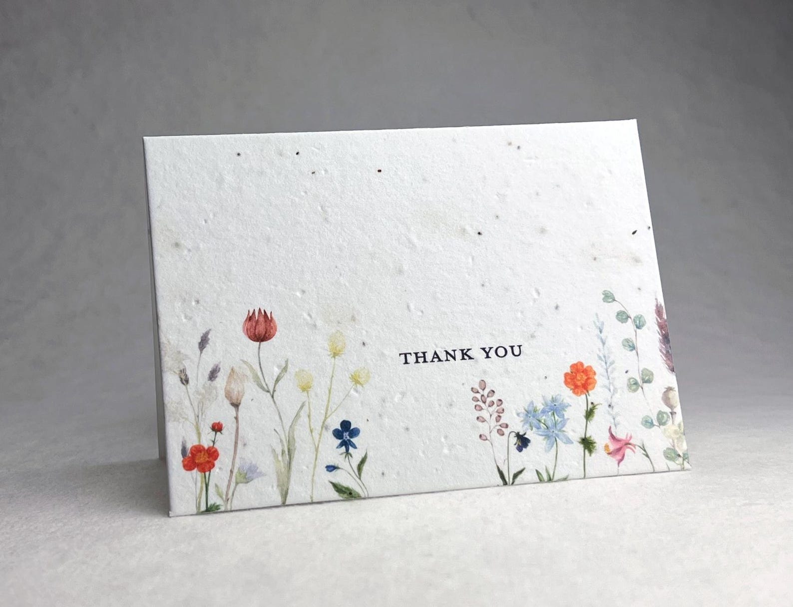 Floral Watercolor Thank You Wildflower Seed Paper Handmade Blank ...