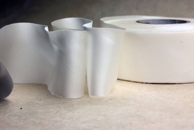 Bias Cut Silk Ribbon 2.5 Blank undyed White 38 yard spool Satin Finish