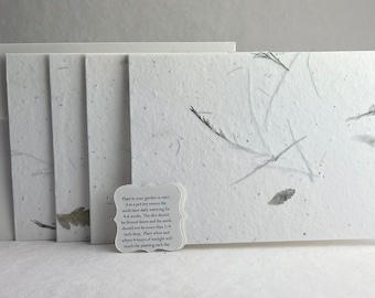 Large Wildflower Seed Paper Cards | Blank Inside | with Recycled A7 Envelopes and Planting Guides | Pick Your Paper