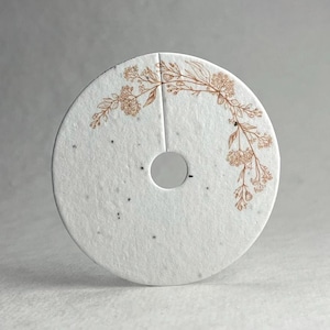 Seed Paper Wine Glass Tag - Gift Tag - Handmade Paper - Wildflower Seeds - 3" diameter - Watercolor Floral Wreath - set of 12