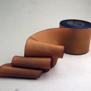 Hand Dyed Silk Ribbon - Golden Copper Bronze Blend 036 - 3 yards Bias Cut Length - Five Widths - 1/2", 5/8", 1", 1.5", 2.5"