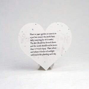 Floral Seed Paper Hearts 2.85w x 2.5h Double Sided with planting instructions image 7