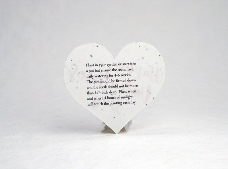 Floral Seed Paper Hearts 2.85w x 2.5h Double Sided with planting instructions image 7