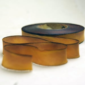 Hand Dyed Silk Ribbon - Golden Brown - Blend 009 - 3 Yards Bias Cut - Five Widths - 1/2", 5/8", 1", 1.5", 2.5"