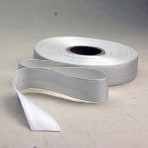 Silk Ribbon Blank White woven edge double sided satin 5/8" 15mm single yard