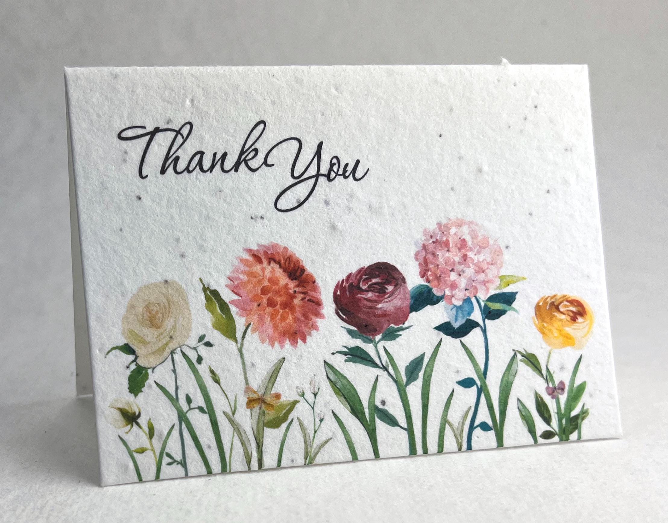 Botanical Thank You Cards - Mixed Set | Wildflower Seed Paper Handmade ...