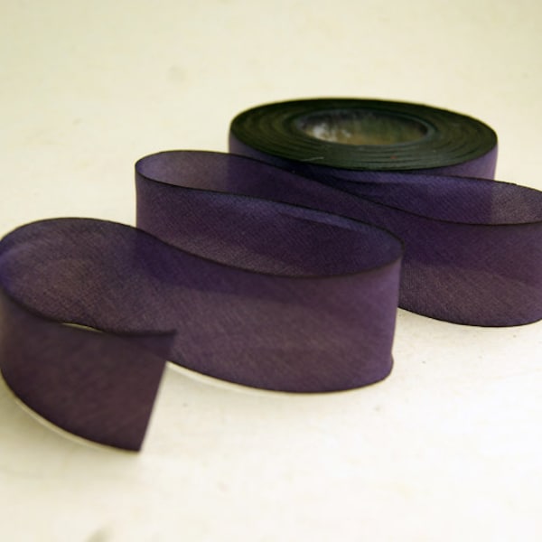 Hand Dyed Silk Ribbon - Purple Blend 069 - 3 yards Bias Cut Length - Five Widths - 1/2", 5/8", 1", 1.5", 2.5"