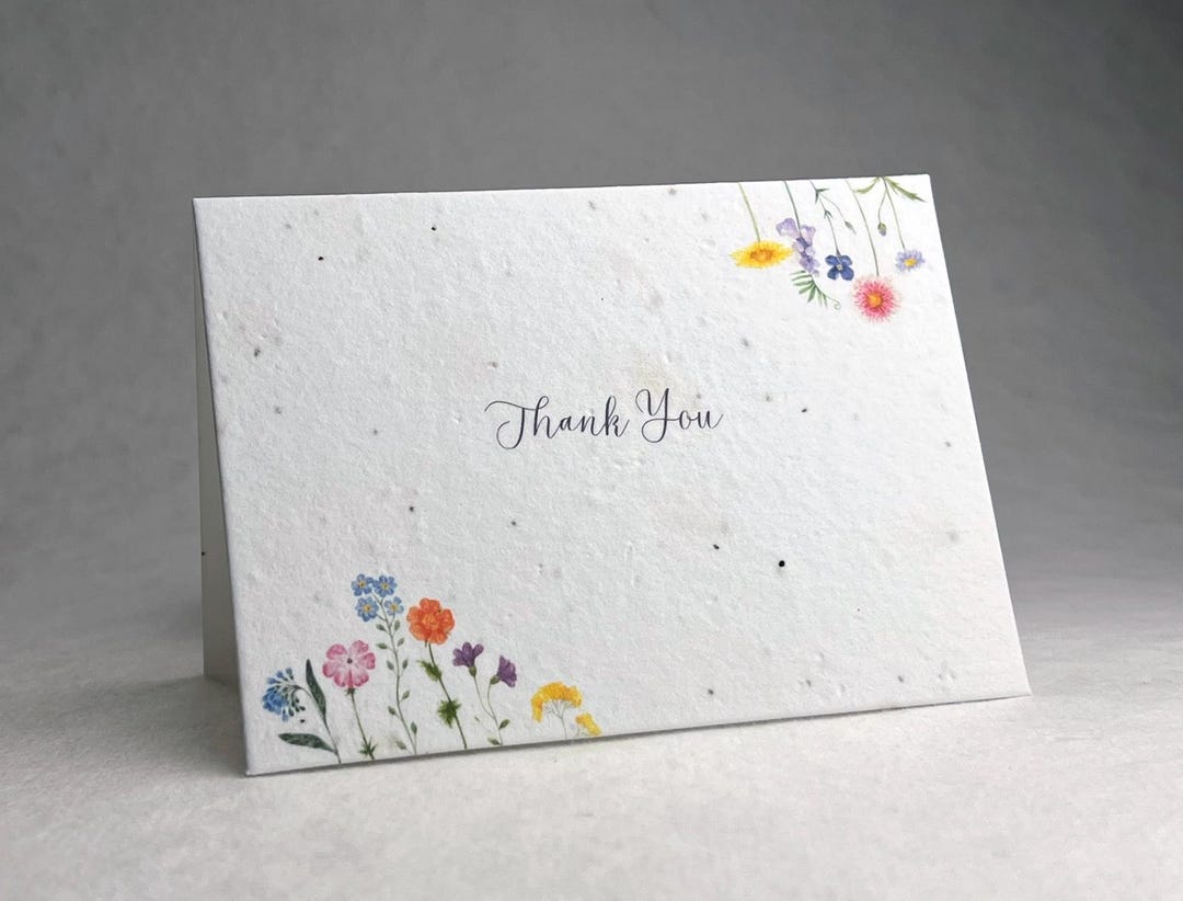 Floral Watercolor Thank You Wildflower Seed Paper Handmade Blank ...