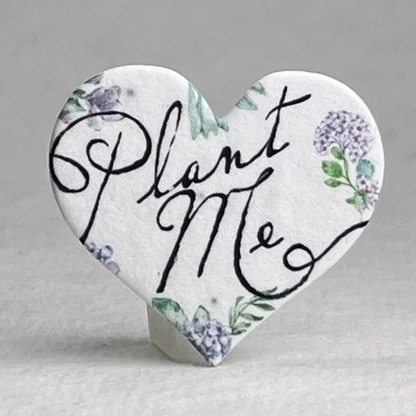 Plant Me Hydrangea Print Seed Paper Hearts 1.75" x 1.5" Wildflower Garden for Events and Favors