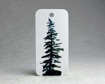 Green Tree Gift Tag Recycled Paper hangtags 3" long by 1.5" wide Holiday sets of 20|80|200