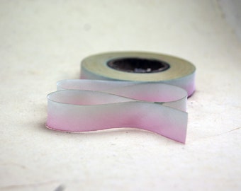 Hand Dyed Silk Ribbon - Pink and White Blend 033 - 3 yards Bias Cut Length - Five Widths - 1/2", 5/8", 1", 1.5", 2.5"