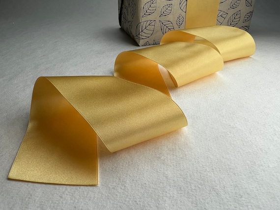 Luscious Double Faced Satin Ribbon Holiday Decorating Yellow Gold