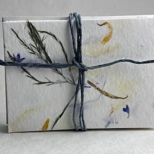 Handmade Paper with Fern, Marigold and Bachelor Buttons Petals Hostess Gift - Mom's - Note Cards