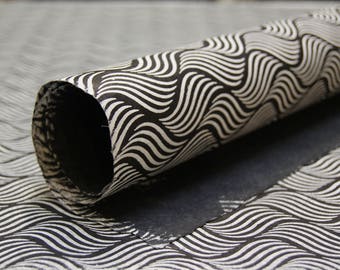 Charcoal wave pattern handmade Wrapping Paper gift wrap 3 or 10 sheets geometric print