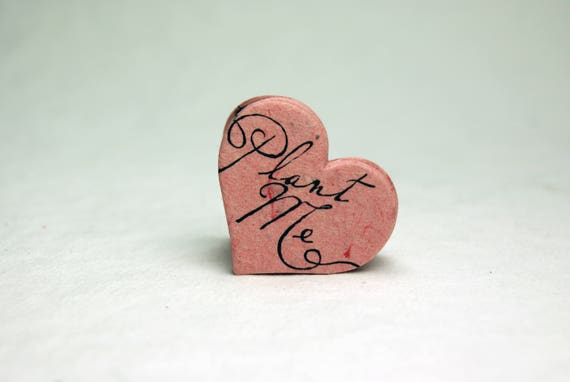 Seed Paper Hearts 1.75 x 1.5 Wildflower set of 50 Pink Lotka Recycled Fibers